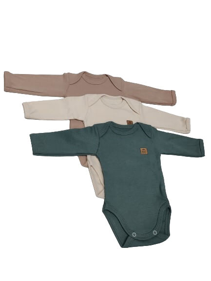 KIT BODY MANGA LONGA - 3 UNIDADES - TAMANHO RN AO G # 133216 - BABY BEST
