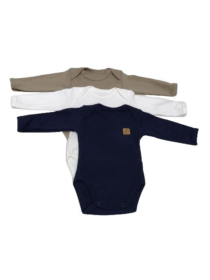 KIT BODY MANGA LONGA - 3 UNIDADES - TAMANHO RN AO G # 131235 - BABY BEST