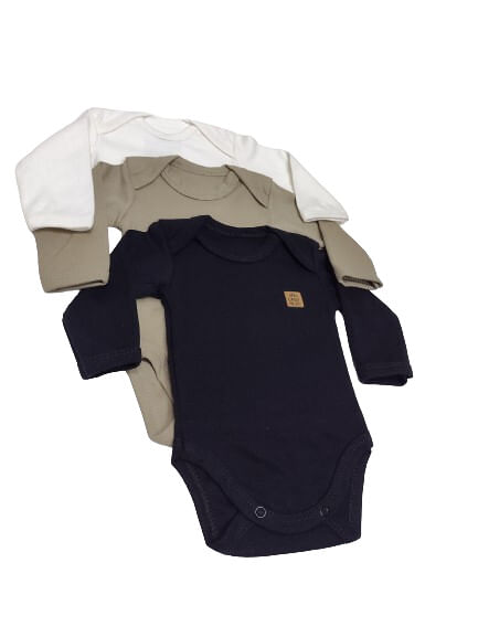 KIT BODY MANGA LONGA - 3 UNIDADES - TAMANHO RN AO G # 132236 - BABY BEST