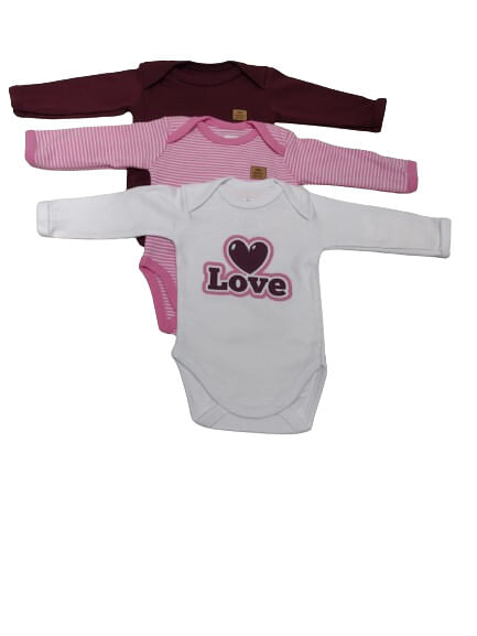 KIT BODY MANGA LONGA - 3 UNIDADES - TAMANHO RN AO G # 132255 - BABY BEST