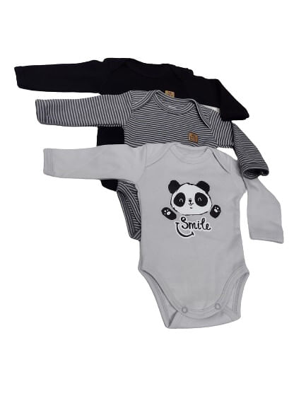 KIT BODY MANGA LONGA - 3 UNIDADES - TAMANHO RN AO G # 133256 - BABY BEST