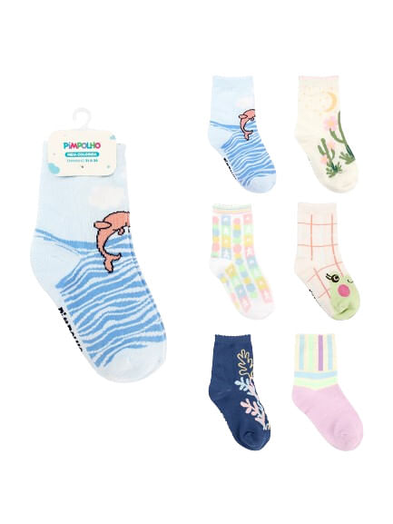 KIT MEIA COLORIDA - FEMININO - 6 PARES - TAMANHO 31 A 34 # 0300167 - PIMPOLHO