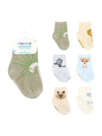 KIT MEIA COLORIDA - MASCULINO - 6 PARES - TAMANHO 16 A 20 # 0300359 - PIMPOLHO