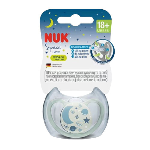 CHUPETA SPACE GLOW - NEUTRO - SILICONE - (+18MESES)  # PA7352-3N - NUK