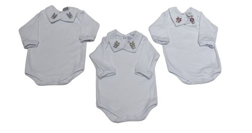 KIT BODY MANGA LONGA - 3 UNIDADES - TAMANHO RN AO G # 10.086 - AZUL BEBÊ