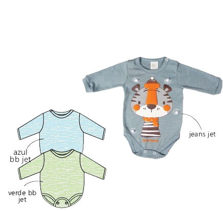 KIT BODY MANGA LONGA - 3 UNIDADES - TAMANHO RN AO G # 8732K - BICHO MOLHADO