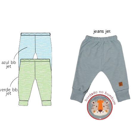 KIT CALÇA PÉ REVERSÍVEL - 3 UNIDADES - TAMANHO RN AO G # 8752K - BICHO MOLHADO