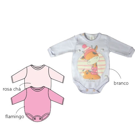KIT BODY MANGA LONGA - 3 UNIDADES - TAMANHO RN AO G # 8742K - BICHO MOLHADO