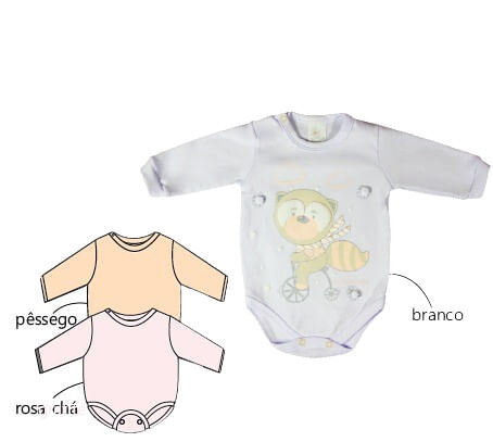 KIT BODY MANGA LONGA - 3 UNIDADES - TAMANHO RN AO G # 8743K - BICHO MOLHADO