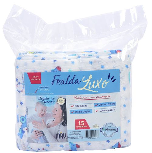 FRALDA LUXO ESTAMPADA - 70X70CM - 15 UNIDADES # 1798 - MINASREY