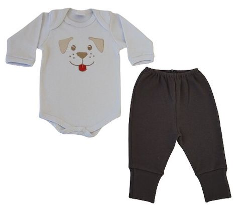 CONJUNTO BODY MANGA LONGA  + CULOTE PÉ REVERSÍVEL - TAMANHO RN AO G # 30.052 - FAZENDO GRAÇA