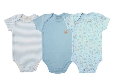 KIT BODY MANGA CURTA - 3 UNIDADES -TAMANHO RN AO G #0402021 - ESTILINHO