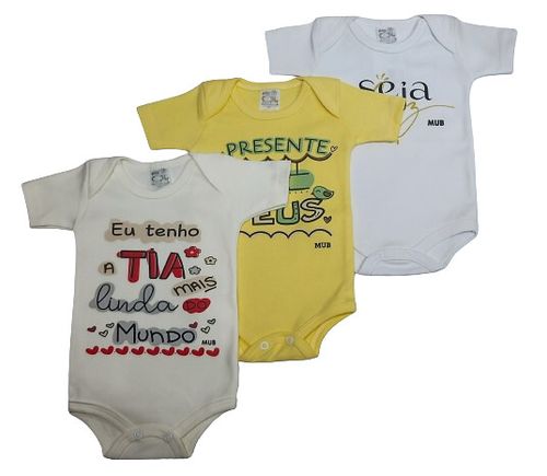 KIT BODY MANGA CURTA - 3 UNIDADES - TAMANHO RN AO G # 1102 - MUB