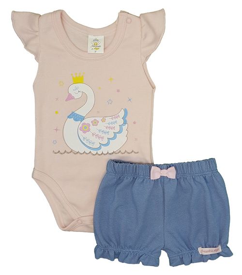 CONJUNTO  BODY MANGA CURTA + SHORTS - TAMANHO P AO G #25927 - PRESENTE DE ANJO