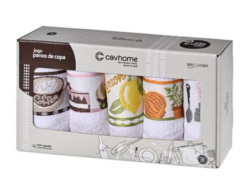 JOGO DE PANO DE COPA- 5 PEÇAS #8256 - CAVHOME