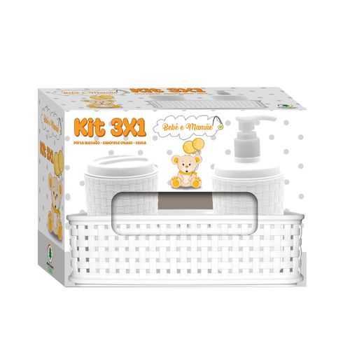 KIT PORTA ALGODÃO, SABONETE LÍQUIDO E CESTA # BM2107 - MONTE LIBANO