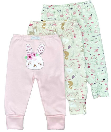 KIT  CALÇA - 3 UNIDADES - TAMANHO RN AO G # 26039 - PRESENTE DE ANJO