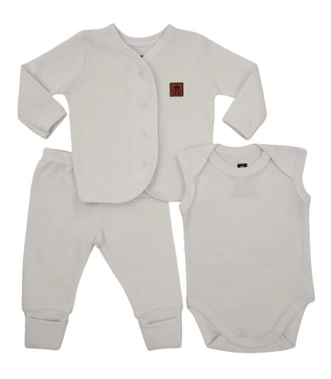 CONJUNTO MANGA LONGA - 3 PEÇAS - TAMANHO RN E P # 833382 - BABY BEST