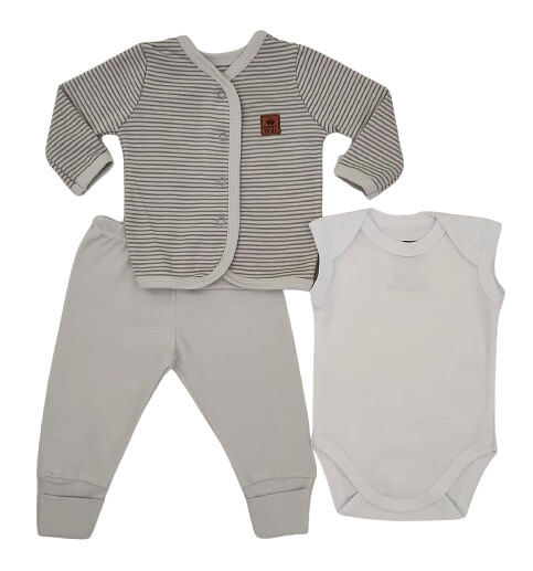 CONJUNTO MANGA LONGA - 3 PEÇAS - TAMANHO RN E P # 833387 - BABY BEST