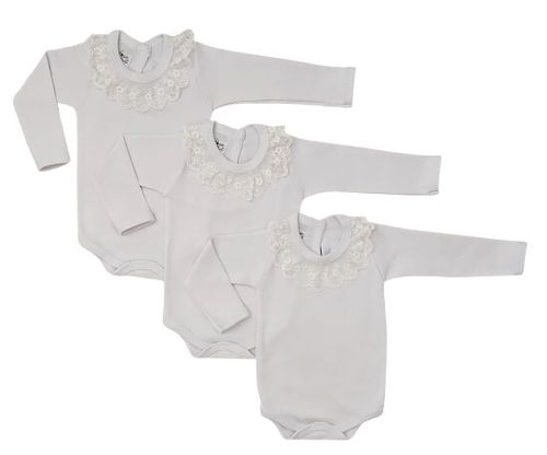 KIT BODY MANGA LONGA - 3 UNIDADES - TAMANHO RN AO G # 40.145 - ROSA BEBÊ