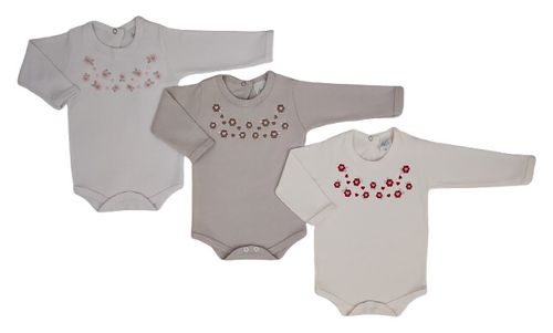 KIT BODY MANGA LONGA - 3 UNIDADES - TAMANHO RN AO G # 10.077 - AZUL BEBÊ