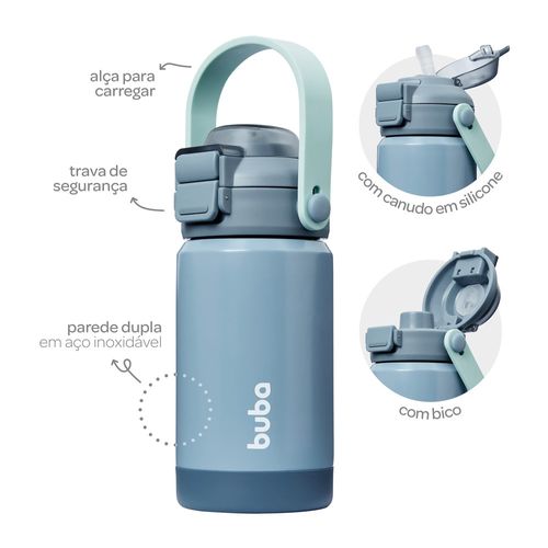 COPO TÉRMICO PAREDE DUPLA COM BICO E CANUDO - 360ML # 20843 - BUBA