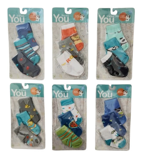 KIT MEIA BOY - 3 PARES - TAMANHO RN #2130 - DELOS (YOU)