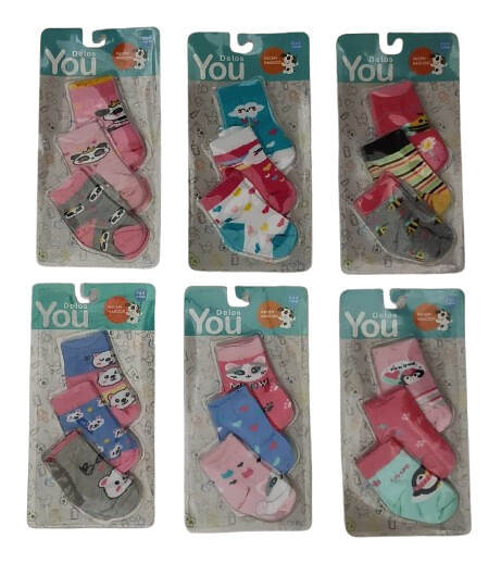 KIT MEIA GIRL - 3 PARES - TAMANHO RN #2147 - DELOS (YOU)