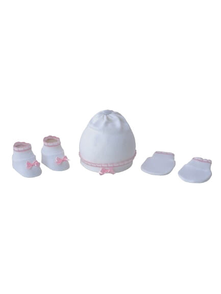 KIT GORRO, LUVA E SAPATO - FEMININO - TAMANHO RN # 0006177E - PIMPOLHO