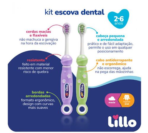 KIT ESCOVA DENTAL - INFANTIL - 2 UNIDADES # 701800 - LILLO