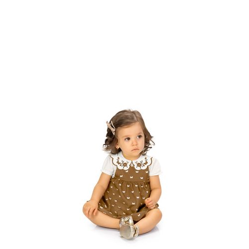 BODY COM SALOPETE - FEMININO INFANTIL -TAMANHO 6A AO 24M # 2001110 - MILON