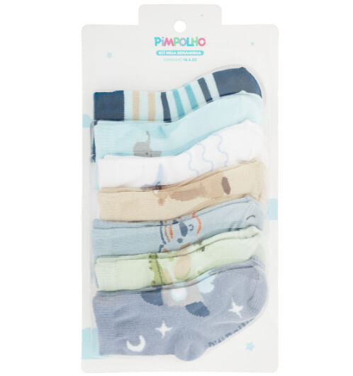 KIT MEIA SEMANINHA  - MASCULINO - 7 PARES-TAMANHO 16 A 20 # 0300961 - PIMPOLHO