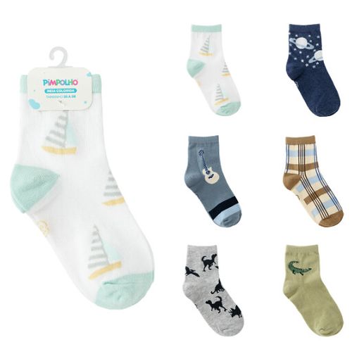 KIT MEIA COLORIDA - MASCULINO - 6 PARES - TAMANHO 35 A 38 # 0300674 - PIMPOLHO