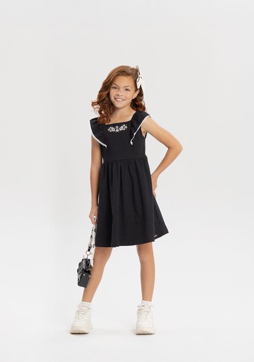 VESTIDO INFANTIL - FEMININO MALHA NIKKO - TAMANHO 4 AO 10 # A0142 - LUNENDER ALAKAZOO