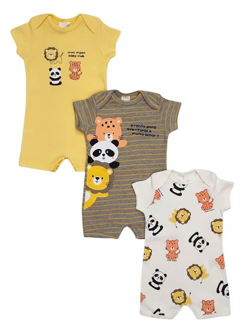KIT MACACÃO 3 PEÇAS - TAMANHO P AO GG #MM1927 - IAZE BEBE