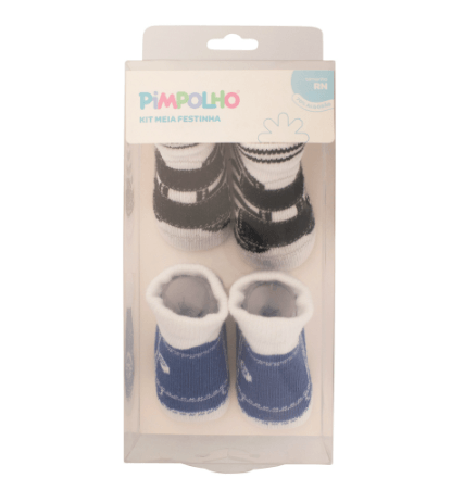 KIT MEIA FESTINHA - MASCULINO - 2 PARES - TAMANHO RN # 0301122 - PIMPOLHO