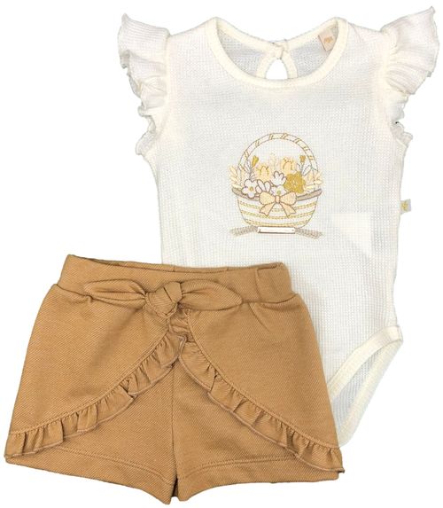 CONJUNTO BODY MANGA CURTA E SHORTS - FLORES - TAMANHO P AO G # 26195 - PRESENTE DE ANJO