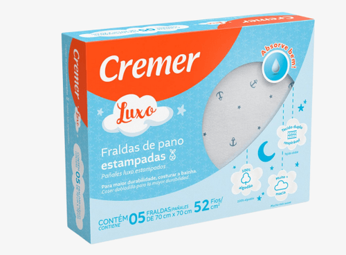 KIT FRALDA LUXO  - TECIDO DUPLO - MASCULINO - 5 UNIDADES # 372816 - CREMER