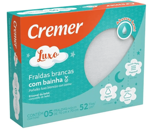 FRALDA LUXO COM BAINHA - 5 UNIDADES # 379433 - CREMER