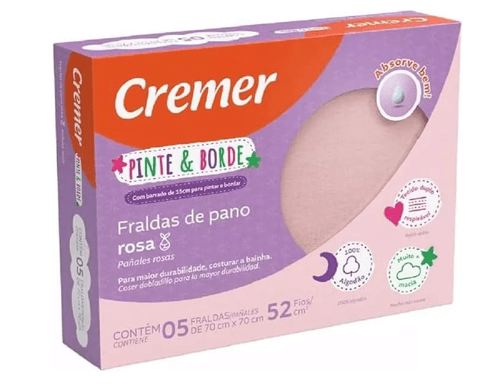 FRALDA PINTE & BORDE - 5 UNIDADES # 661972/359565 - CREMER