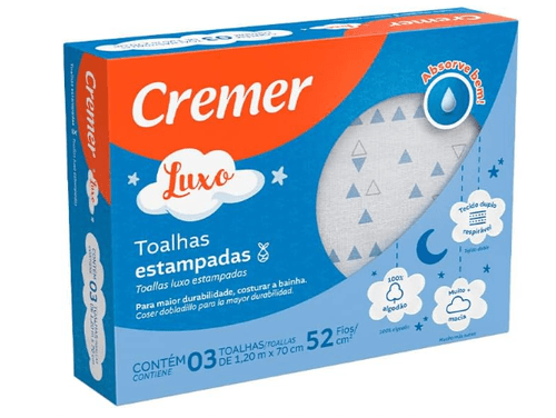 TOALHA FRALDA LUXO ESTAMPADA - MENINO - 3 UNIDADES # 332926 - CREMER