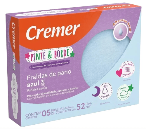 FRALDA PINTE & BORDE - 5 UNIDADES # 661965 - CREMER