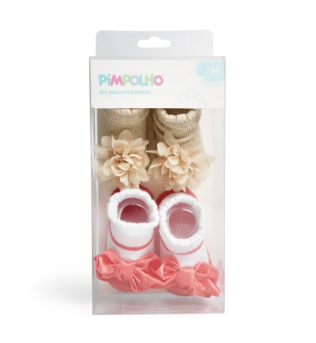 KIT MEIA C/2 PARES - FEMININO - TAMANHO RN # 0301121 - PIMPOLHO