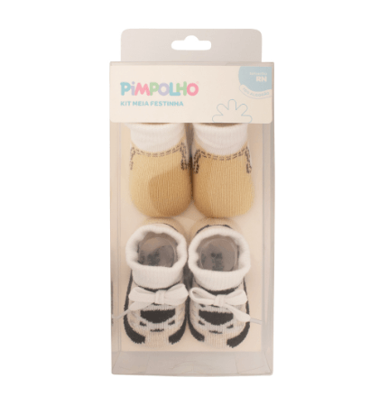 KIT MEIA FESTINHA 2 PARES  - MASCULINO - TAMANHO RN # 0301123 - PIMPOLHO