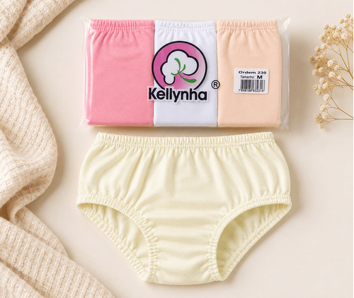 KIT CALCINHA LISA - 3 UNIDADES -TAMANHO P AO G #230 - KELLYNHA
