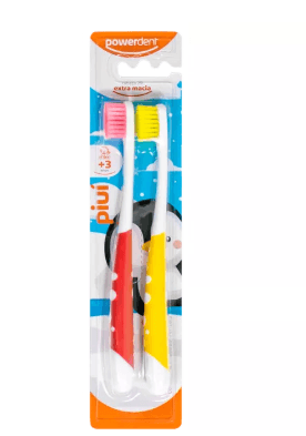 ESCOVA DE DENTE INFANTIL - 2 UNIDADES - PIUÍ - 2310 -  POWERDENT